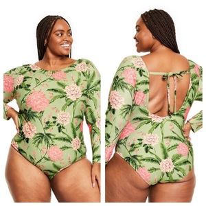 NWT Agua Bendita x Target Peony Print Long Sleeve One Piece Swimsuit- 3X